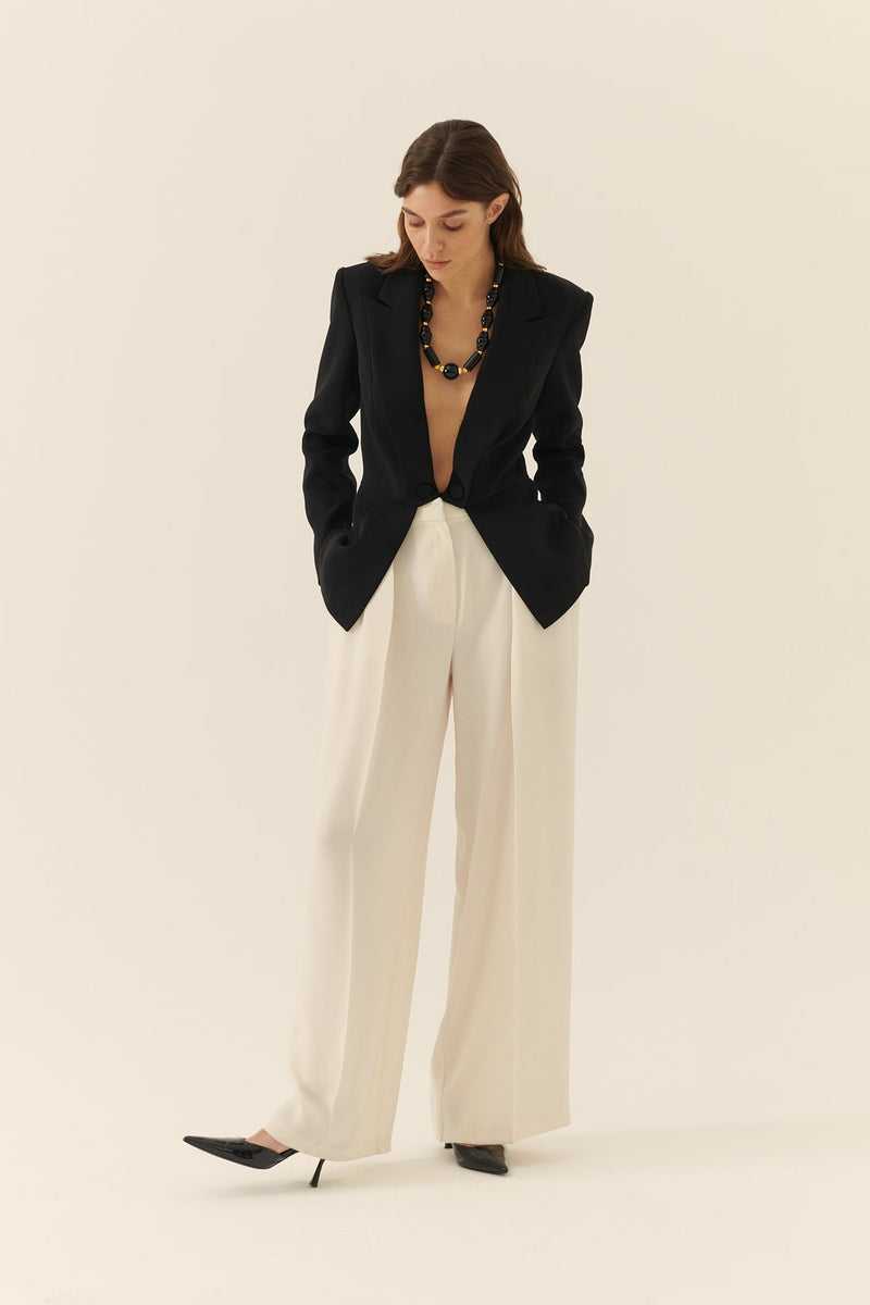 Roman Solid Crepe Women'S Jacket Black