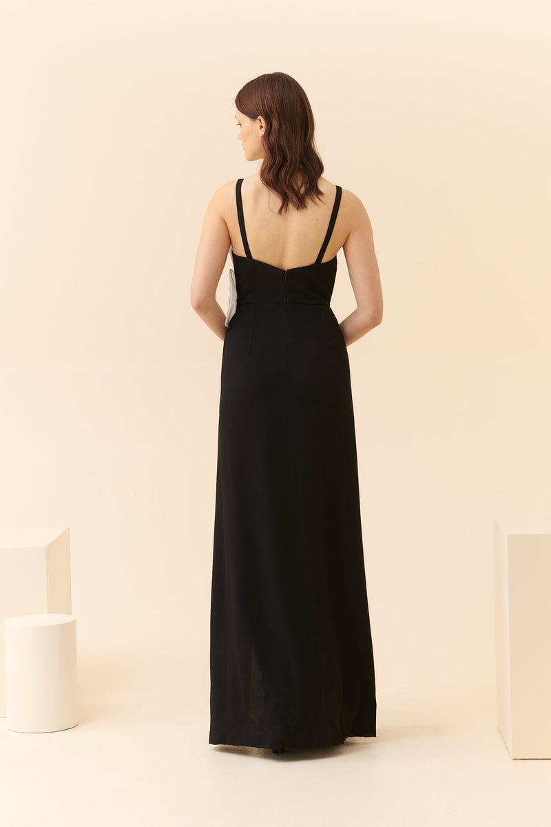 Roman Strap Square Neck Maxi Dress Black