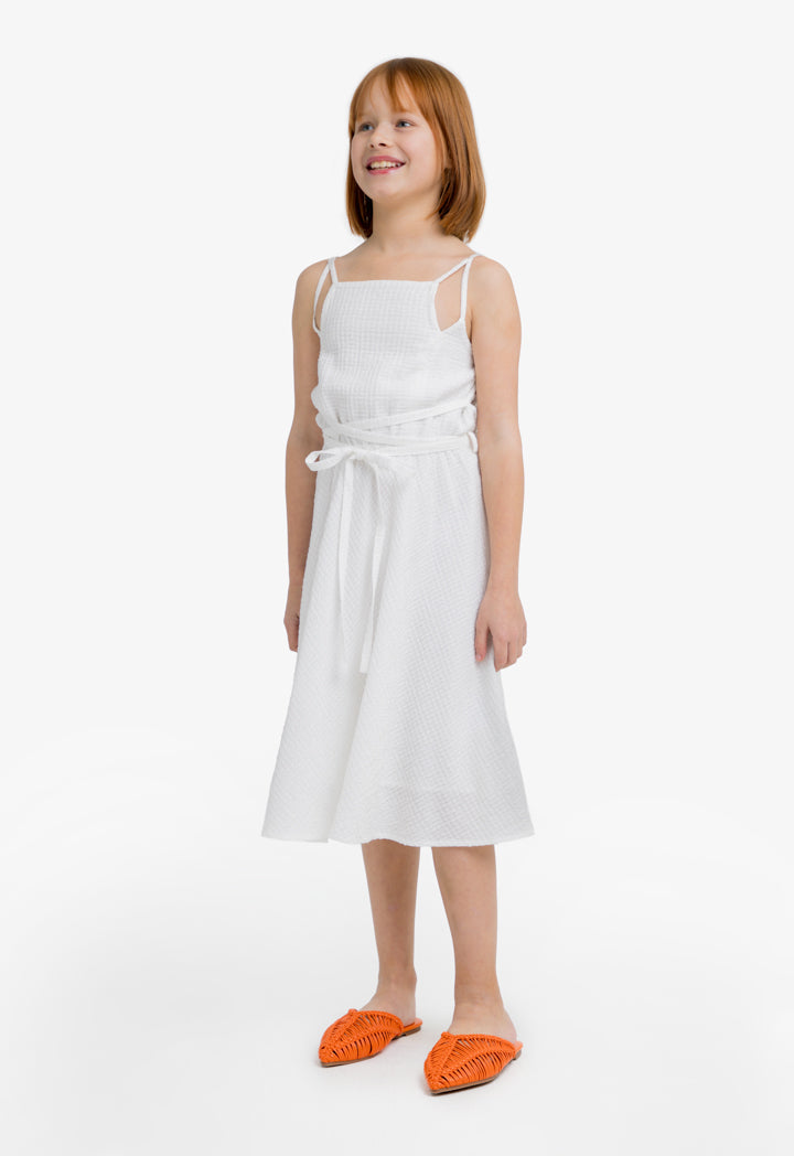 Choice Kids Solid Sleeveless Dress Off White