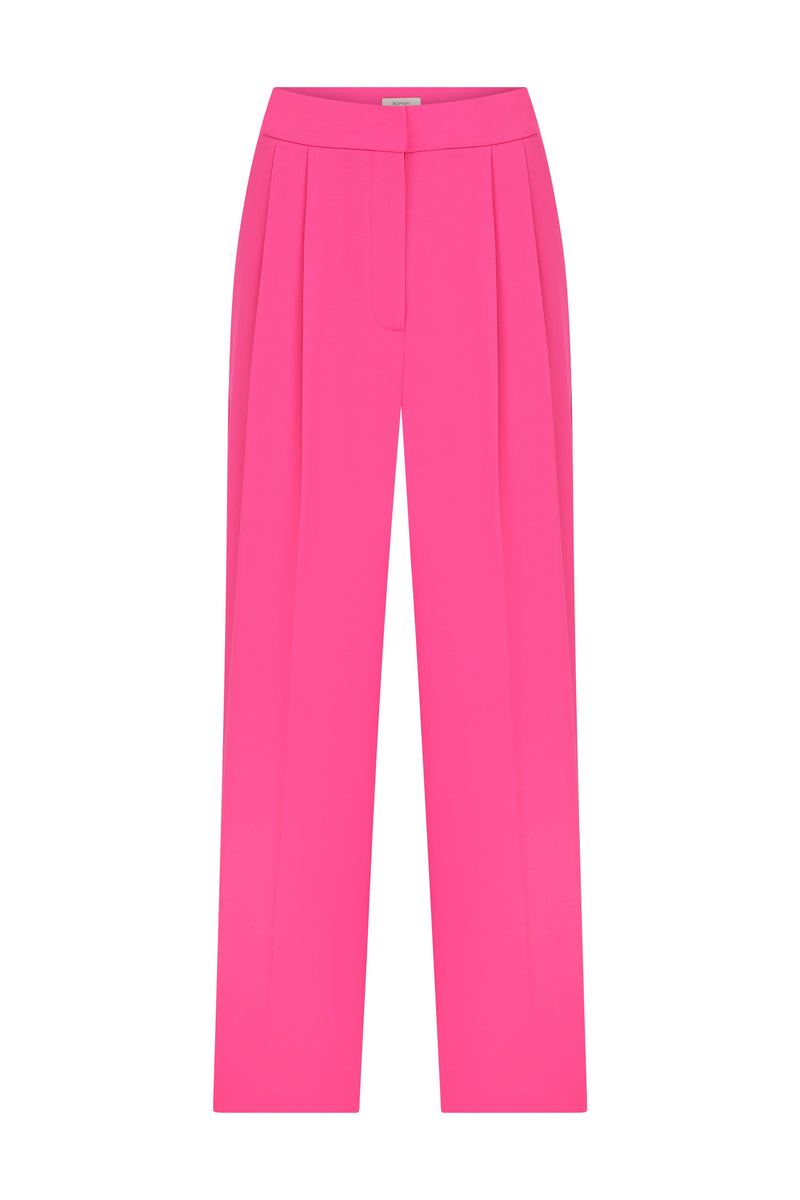 Roman Silk Crepe Carrot Trousers Fuchsia