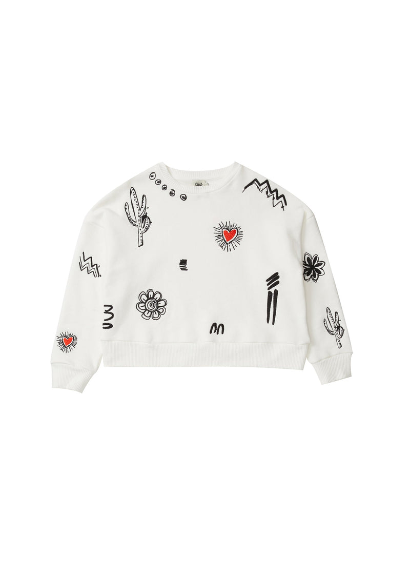 Beymen Club Crew Neck Embroidered Sweatshirt White