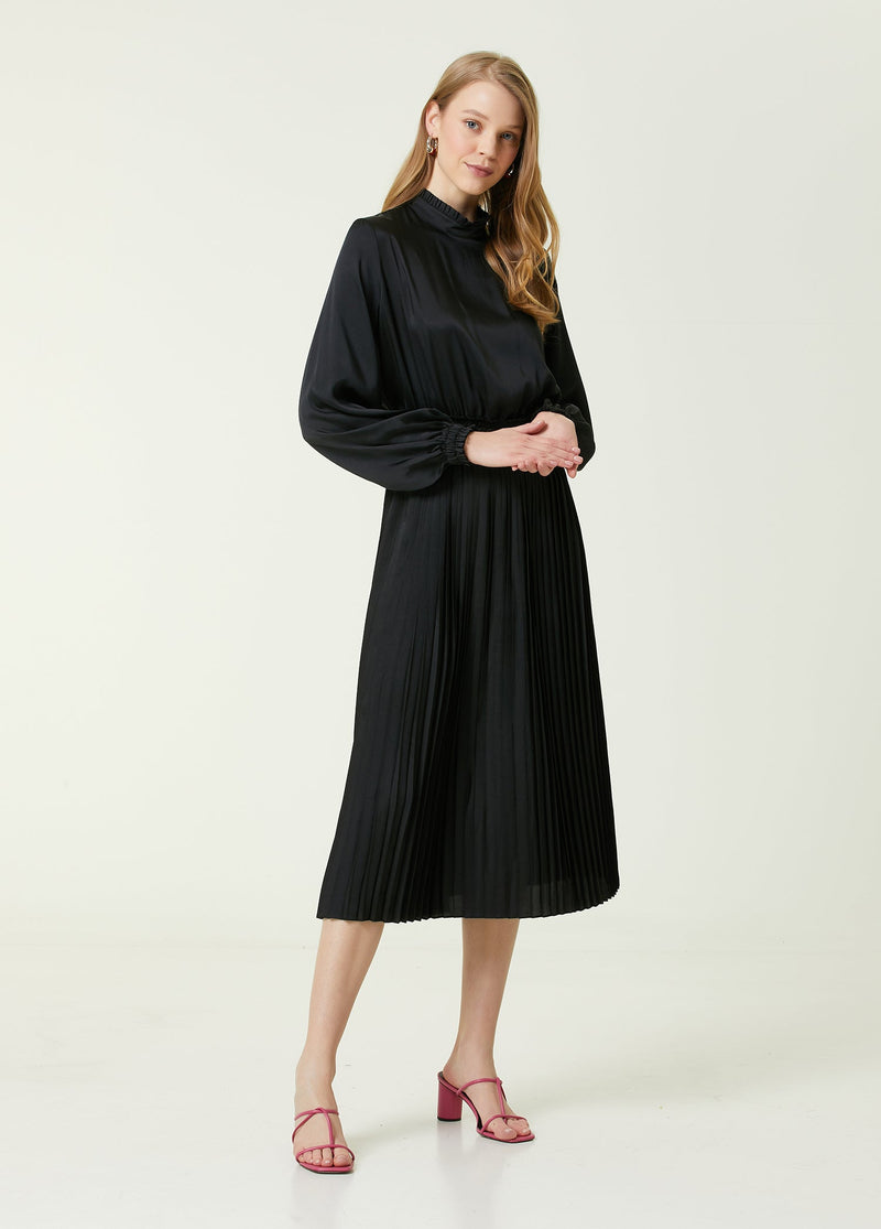 Beymen Club Pleated Midi Dress Black