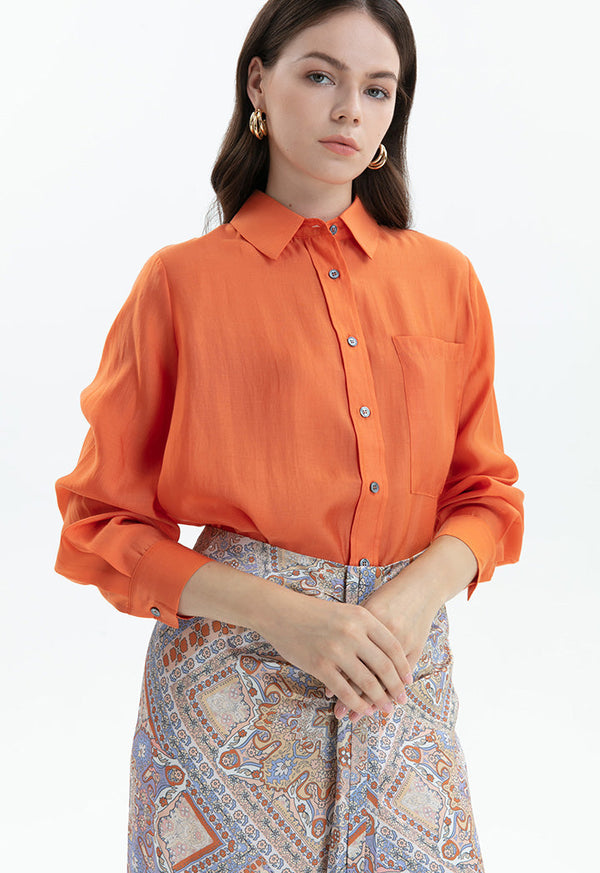 Choice Solid Front Pocket Shirt Orange
